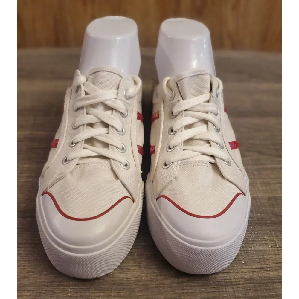 No Boundaries Slip On‎ Shoes White & Red Lace Up Women's Size 8.5